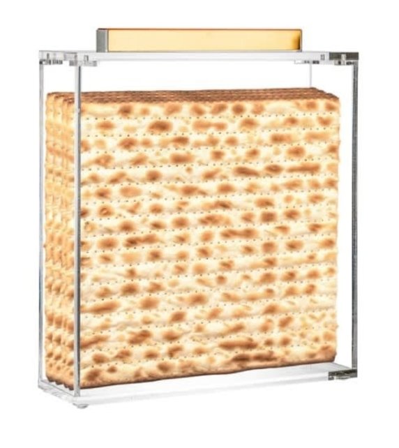 Quadratische Matzah-Box aus Metall, Lucite, goldfarben