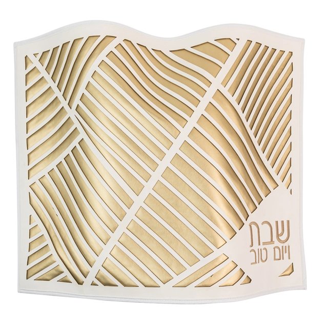 Lucite Challah Cover Double Laser Cut – Gold a Weiß