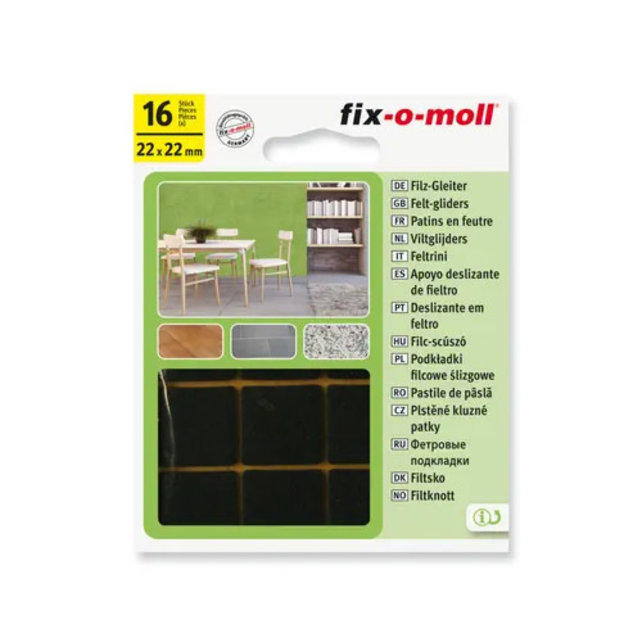 Fix-o-moll Viltglijders 22X22mm Noir