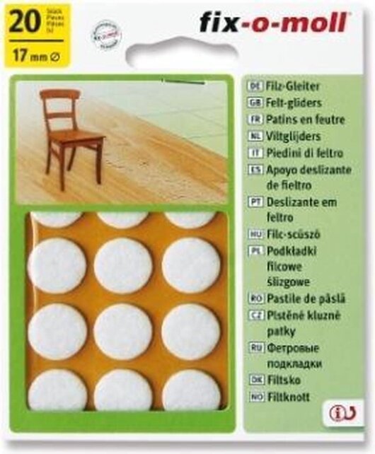 Fix-o-moll Viltglijders 17mm Wit