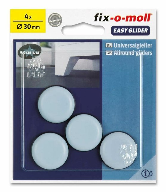 Fix-o-moll 30mm Glijders 4 st -  Rond - Grijs