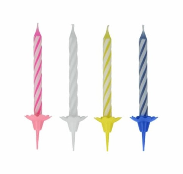 Bougies d'anniversaire Metaltex 24 pièces + 12 supports
