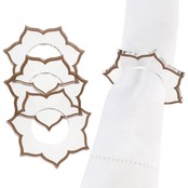 Rond de serviette pétale de lucite bordure dorée P4