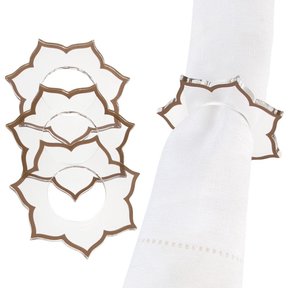 Waterdale Lucite Petal Napkin Ring Gold Border P4