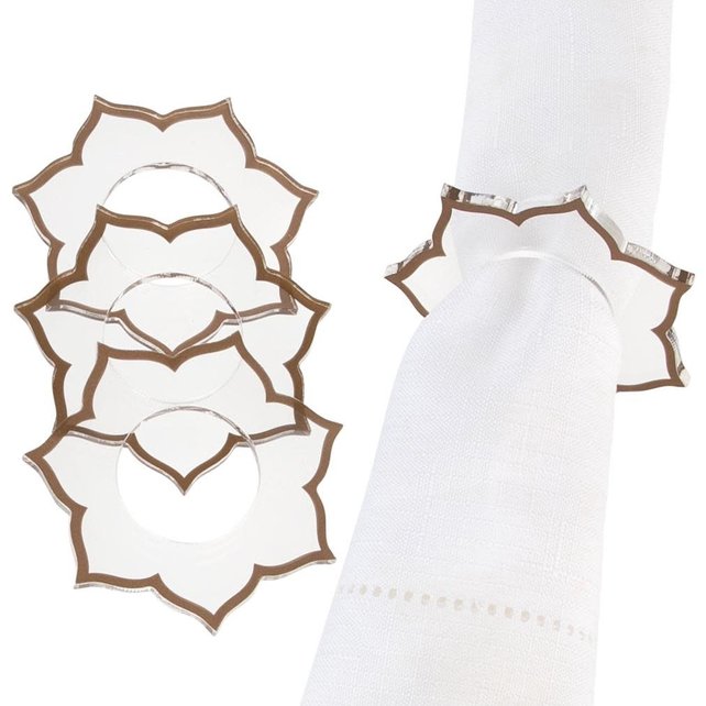 Waterdale Lucite Petal Napkin Ring Gold Border P4