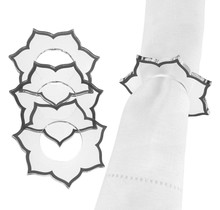 Lucite-Blütenblatt-Serviettenring, silberner Rand, P4