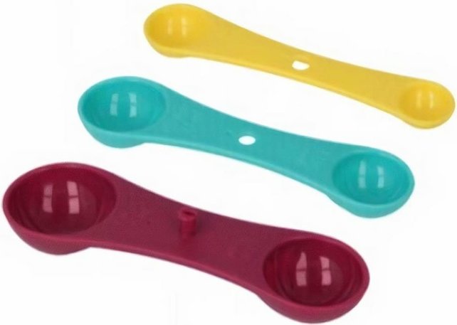 Metaltex 3st Kleurrijke Dubbele Maatlepels - Set van 3 - Dubbele Zijden voor Keuken Koken/Bakken (6 maten)