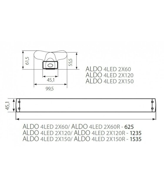 Aldo 4 Led 2X18W