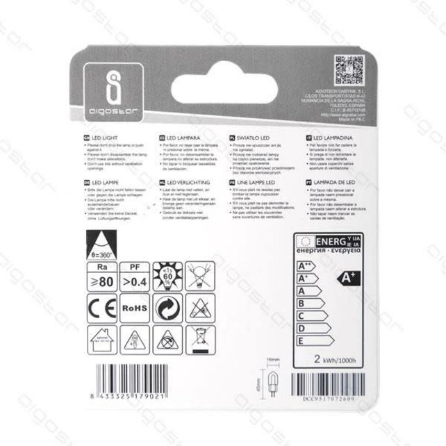 Aigostar Led G4 2W Blanc Chaud