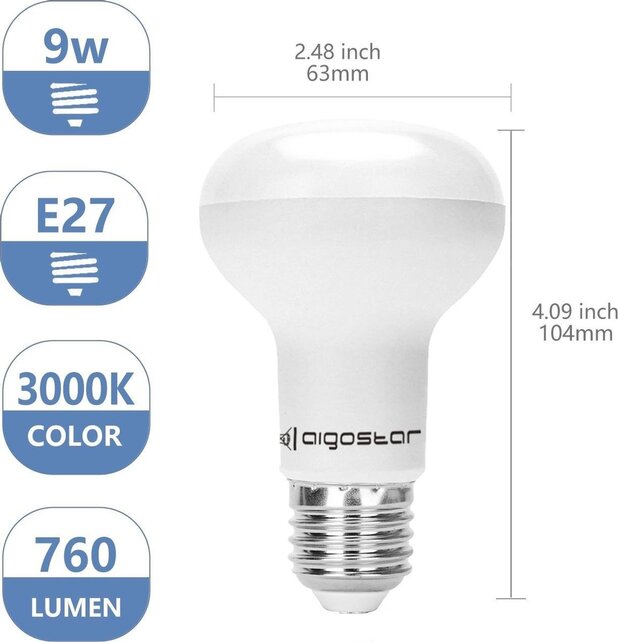 Aigostar Lampe Led E27 9W Spot Blanc Chaud
