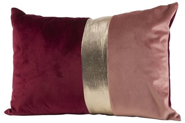 Kissen Gold Burgund 41x29xh15cm Samt