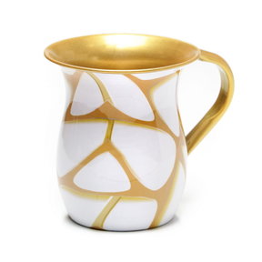 Hand Wash Cup White Gold Abstract 12.5cm