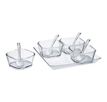 Kingzak ACRYLICWARE - 9 Piece Tray, Dip Bowl  & Spoon 1 SET