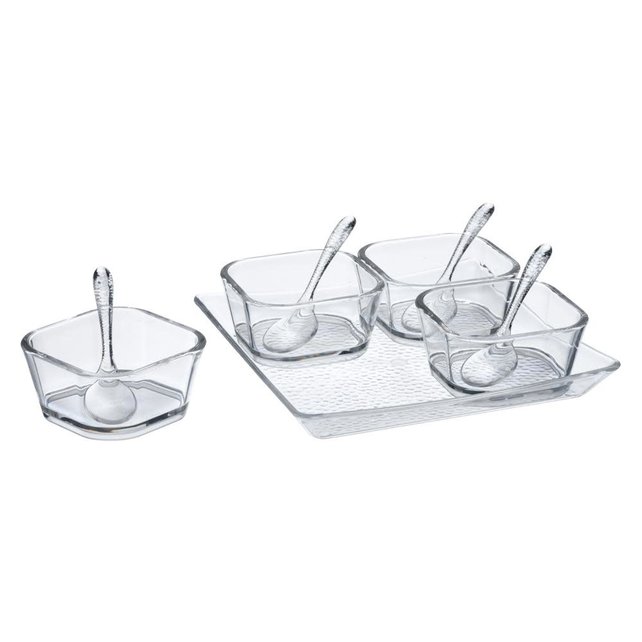 Kingzak ACRYLICWARE - 9 Piece Tray, Dip Bowl  & Spoon 1 SET