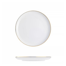 Assiette élégante blanche avec bord doré Ø19cm