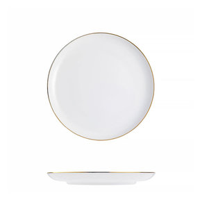 Assiette élégante blanche avec bord doré Ø19cm