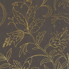 Serviettes IHR Fleur Dorée Marron