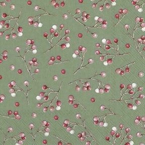 IHR Napkins WINTER BERRIES Green