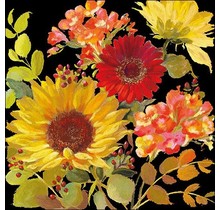 Ambiente Napkins Sunny Flowers Black