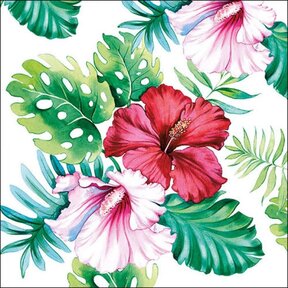 Ambiente Napkins Hibiscus Floral White