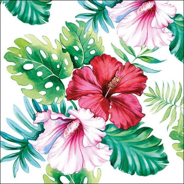 Ambiente Napkins Hibiscus Floral White