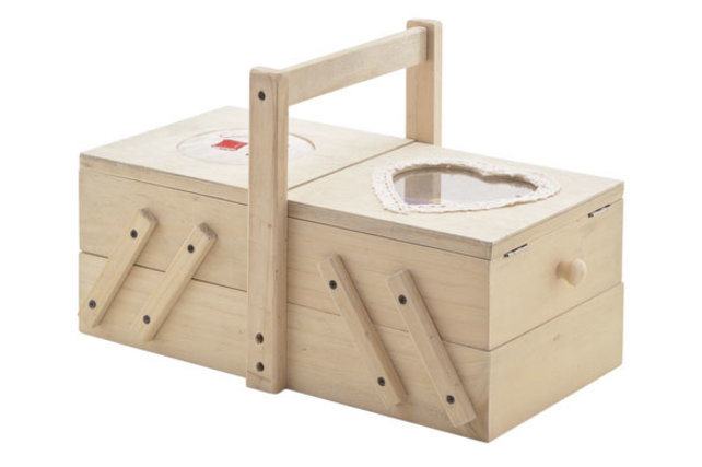 Wooden Sewing Box Heart 33x16.5x21cm