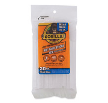 Gorilla Hot Glue Sticks, Mini Size, 4" Long x 0.27" Diameter, 30 Count, Clear