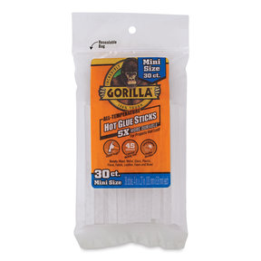 Gorilla Hot Glue Sticks, Mini Size - 30 pcs