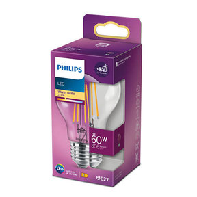 Philips E27 LED in Glühlampenform Filamentfäden 7W 2700K 806lm