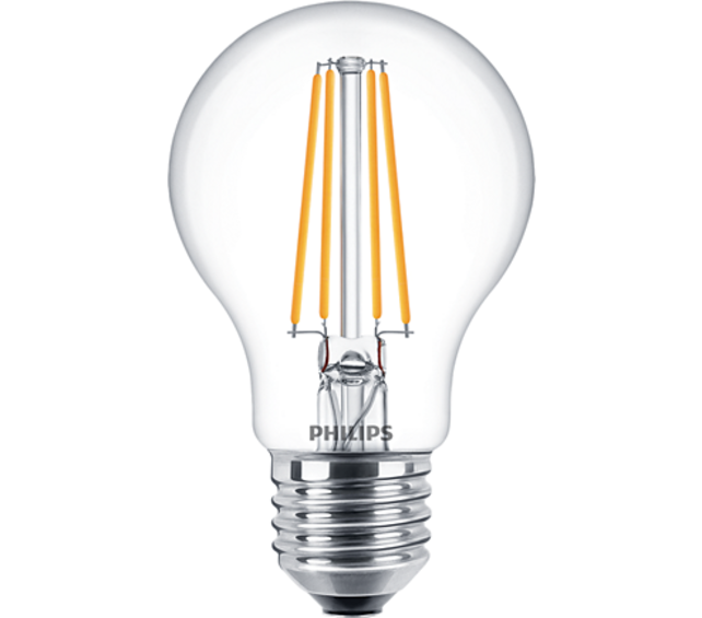 Philips E27 LED in Glühlampenform Filamentfäden 7W 2700K 806lm