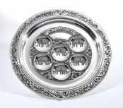 Assiette Ner Mitzvah Seder (Kaareh) Plaqué argent 30cm