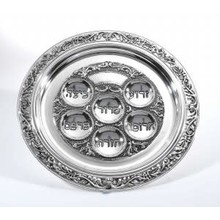 Ner Mizwa-Seder-Teller (Kaareh), versilbert, 30 cm