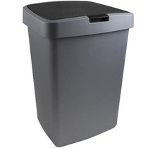 Sunware Delta Waste Bin Flat Lid 50l Metallic Black