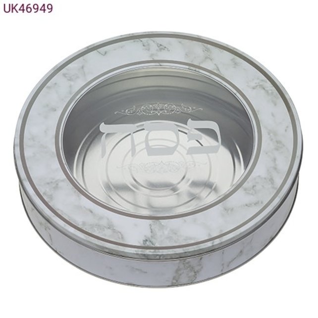 Art Runde Zinn-Matzah-Box 34 cm Marmor