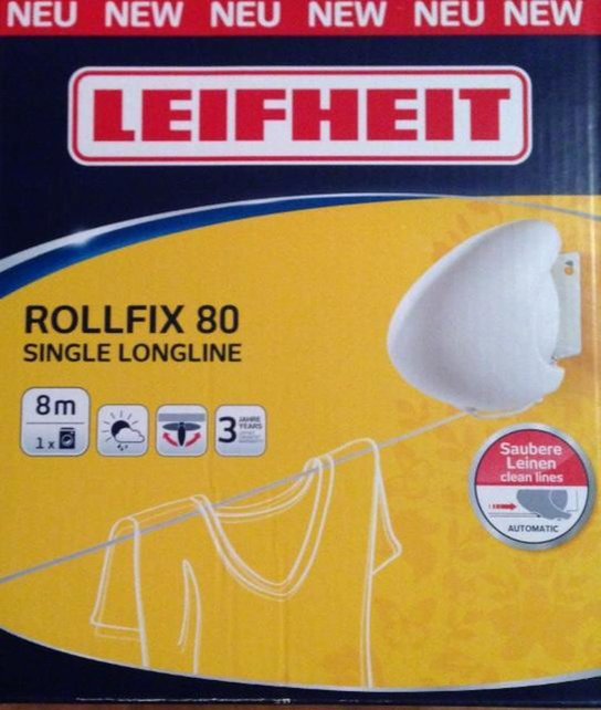 Leifheit Rollfix 80 Single Longline Wall Mounted Extending Washing Line | 83106