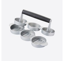 Point-Virgule Hamburger Press - With Grooves - For 3 Mini-Burgers - Aluminium - Ø 6.8cm