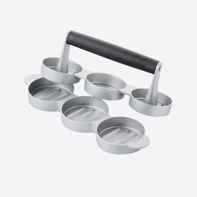 Hamburger Press - With Grooves - For 3 Mini-Burgers - Aluminium - Ø 6.8cm
