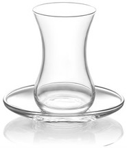 Turkish Tea Glasses with Saucers - 12 Pcs