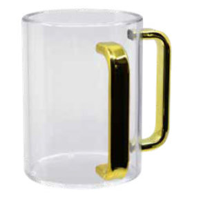 Tasse de lavage transparente Kingzak avec poignées dorées