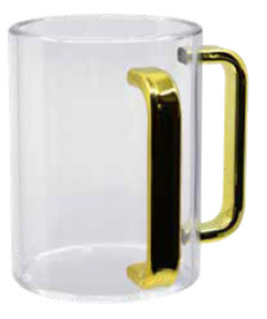 Tasse de lavage transparente Kingzak avec poignées dorées