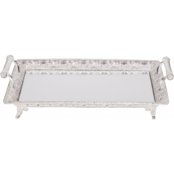 Ner Mitzvah Tablett aus versilbertem Glas, 60 x 40 cm