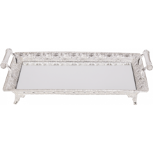 Plateau en verre plaqué argent Ner Mitzvah 60X40cm