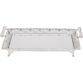 Ner Mitzvah Sliver Plated Glass Tray 60X40cm