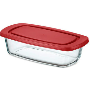 Glass Baking Dish - Red - With Cover 2.8L