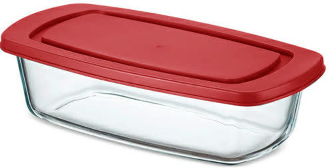 Glazen Bakvorm - Rood - Met Deksel 2.8L