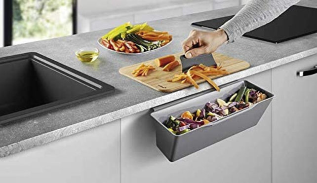 Metaltex Poubelle de Collecte pour Déchets de Cuisine, Gris - 35x16x13 cm