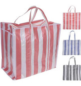 Jumbo-Tasche, gestreift, 550 x 260 x 10 mm, Aufbewahrungstasche, Einkaufstasche, 12 Stück