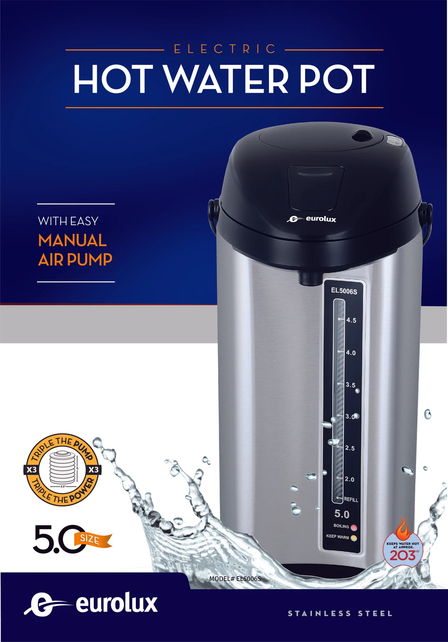 Eurolux Electric Kettle Hot Water with Pump - 5L