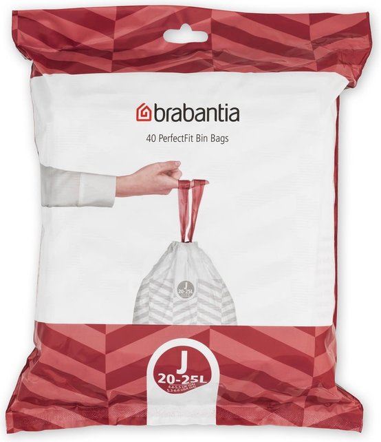 Brabantia PerfectFit Müllbeutel Code J (23 l), 40 Beutel – Weiß