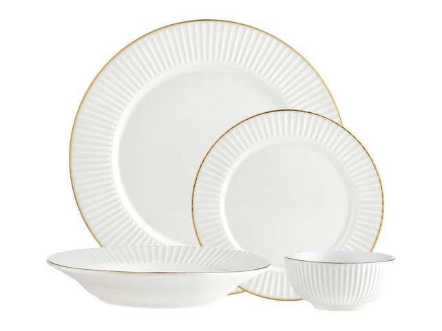 Godinger Gatherings Dinnerware set Inventure Gold 16 Pcs Set